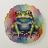 Discover the captivating beautiful frog round pillow