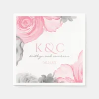 EDITABLE FLOWER COLOR! Watercolor Wedding Napkin