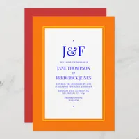 Blue, Orange, Yellow and Red Wedding Invitation