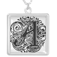 Monarchia Black Letter "A" Square Necklace