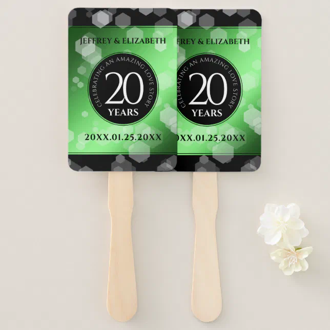 Elegant 20th Emerald Wedding Anniversary Hand Fan