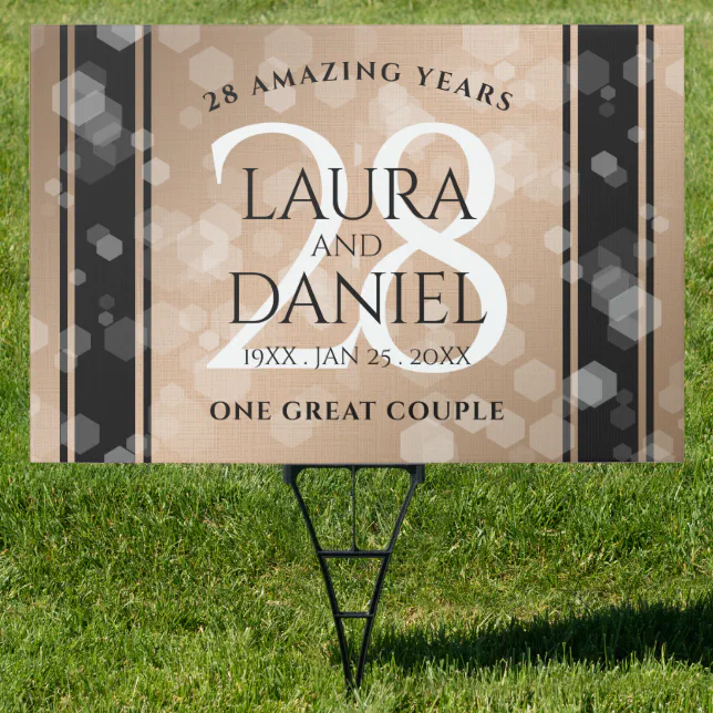 Elegant 28th Linen Wedding Anniversary Celebration Sign