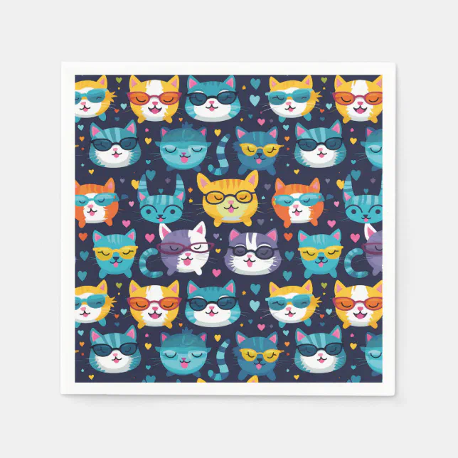 Assorted Cat Faces Funny Cool Cats Napkins
