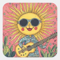 Sunshine Playing Guitar Square Sticker