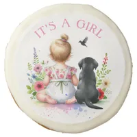 A Baby Girl and her Puppy | It's a Girl Sugar Cookie