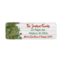 Christmas Pine Cones Ornaments and Needles Holiday Label