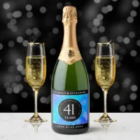 Elegant 41st Blue Topaz Wedding Anniversary Sparkling Wine Label