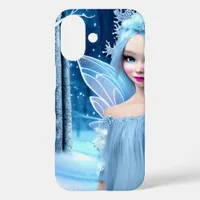 Cute 3d light blue Winter Fairy in the Forest iPhone 16 Case