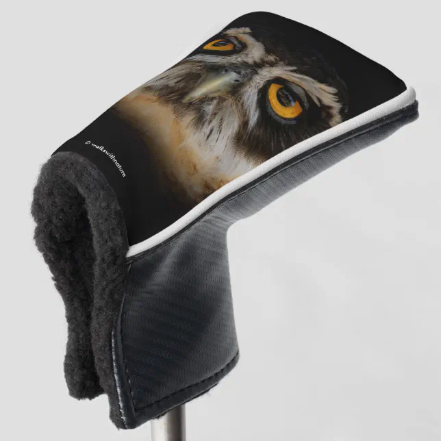 Mesmerizing Golden Eyes of a Spectacled Owl Golf Head Cover