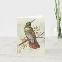 Vintage Hummingbird, Birthday Card