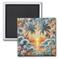 Magical Mosaic Tropical Ocean Sunset Magnet