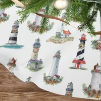 Lighthouses Christmas Coastal Brushed Polyester Tree Skirt