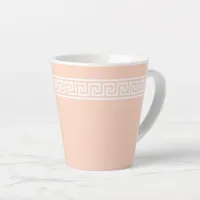 Greek Key Meander Stripe on Pale Oyster Pink Latte Mug