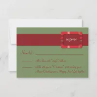 Crimson & Evergreen Christmas Wedding Enclosure RSVP Card