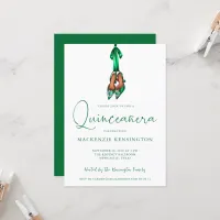 Elegant Emerald Green Lux High Heels Quinceañera Invitation