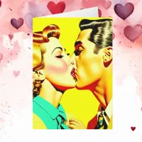 Cute Retro Couple Kissing Valentine's Day  Card