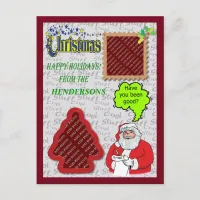 Christmas Santa & Tree Add Photos Holiday Postcard