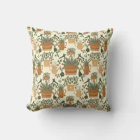 Cozy Gardening Theme-Earthy Terracotta, Green Throw Pillow