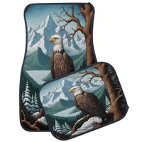 Eagle Overlooks Majestic Mountains and Waters Car Floor Mat