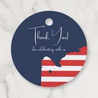 Navy Blue Bay Area Map & Stripes 4th of July Favor Tags