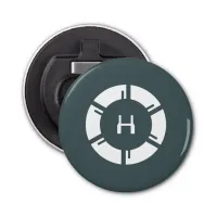 Modern Futuristic Circle SciFi Geek Monogram Grey Bottle Opener