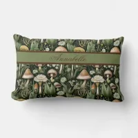 Whimsical Flower Patch on Black Lumbar Lumbar Pillow