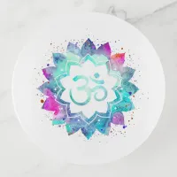 *~* Watercolor Aum Om Turquoise Blue Magenta White Trinket Tray