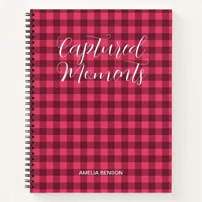 Viva Magenta Plaid, Tartan, Buffalo Checks Pattern Notebook