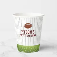 Football First Year Down 1st birthday Paper Cups