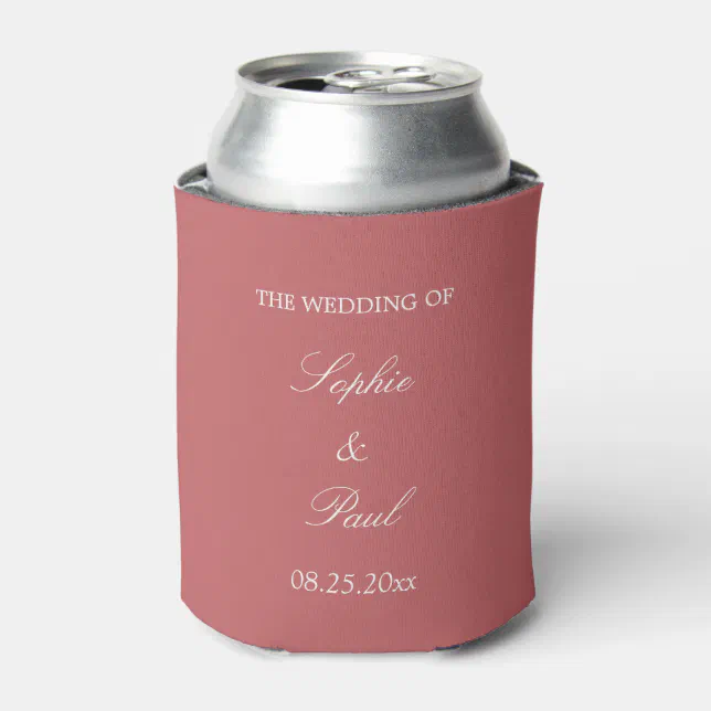 Dusty Rose Pink Wedding Favor Can Cooler