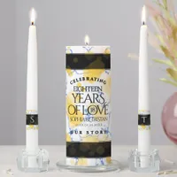 Elegant 18th Porcelain Wedding Anniversary Unity Candle Set