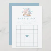 Nautical Elephant Bear Boat Baby Shower Bingo Game Invitation