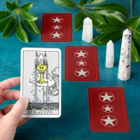 Silver Pentagram Stars Red Tarot Cards