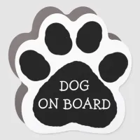 Dog on Board Paw Print Car Magnet