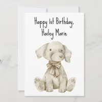 Personalized First Birthday Stuffed Toy Dog  Card