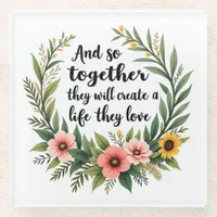 Create a life they love glass coaster