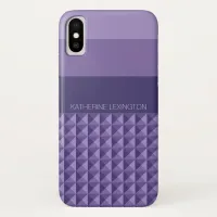 Geometric Pattern with Stripes in Shades of Purple iPhone X Case