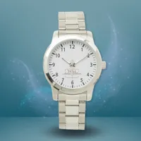 Silver White Gold Monogram Name Script Watch