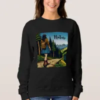 Women Hiking down a Trail Comic Book Art