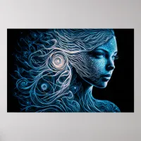 Lady in spirals of light poster