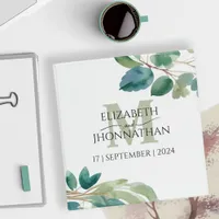 Elegant Monogram Greenery watercolor wedding 3 Ring Binder