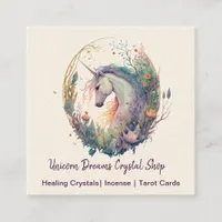 Unicorn and Flowers Square Business Card