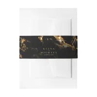 Marble Glitter Wedding Black Gold V1 ID644 Invitation Belly Band