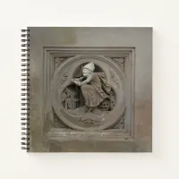 Halloween Witch on Broom 3d Stone Carving Photo Notebook