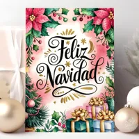 Feliz Navidad Poinsettia Christmas Holiday Card