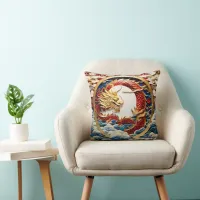 Fire breathing dragon Gold And Red Throw Pillow