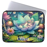 Fairy Sleeping on a Flower Personalized Laptop Sleeve