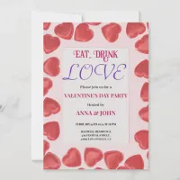 Stylish Eat, Drink and Love Valentine's Day Party Invitation