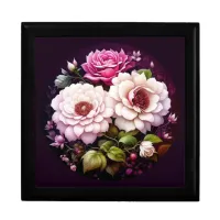 Pink Roses Watercolor Floral Gift Box