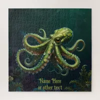 Green Octopus Under the Sea Bathroom Jigsaw Puzzle